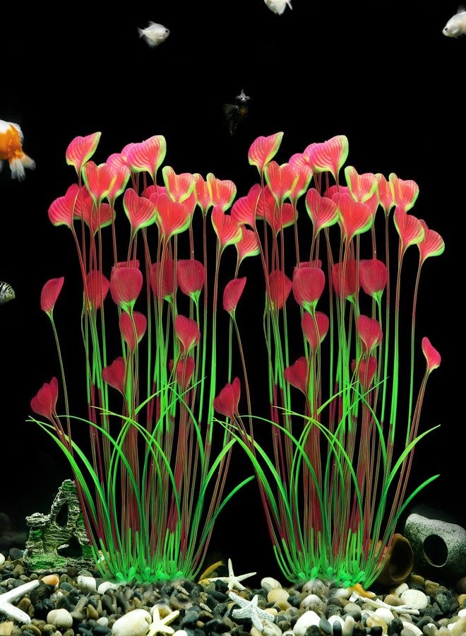 MyLifeUNIT Aquarium Plants, 2 Pack Tall Plastic Plants for Fish Tank Decorations, 15.75 Inches (Pink) - Image 3